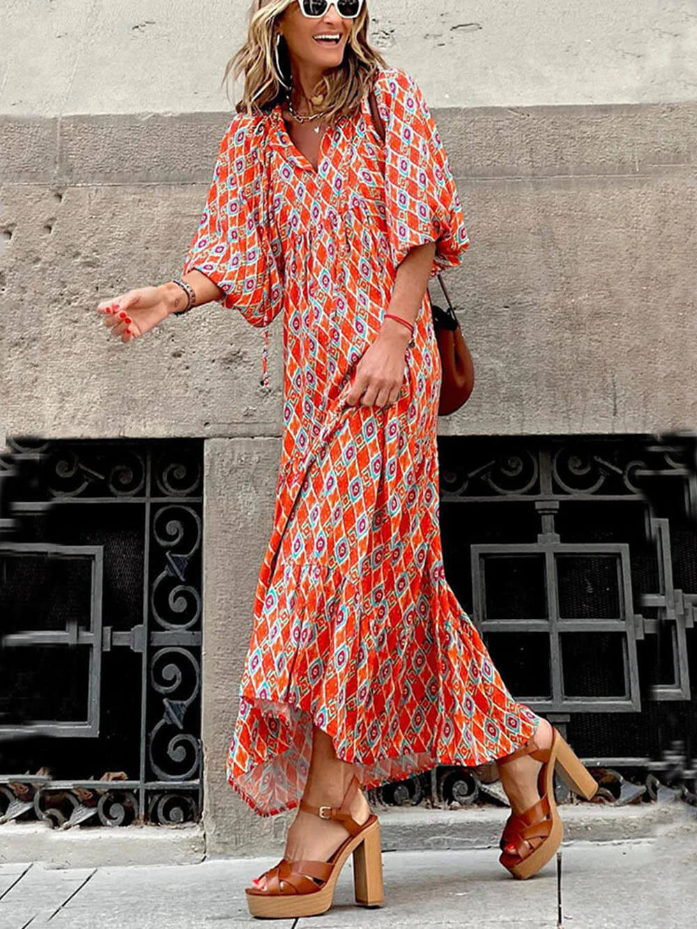 SENRI | Robe Maxi Bohème Imprimée