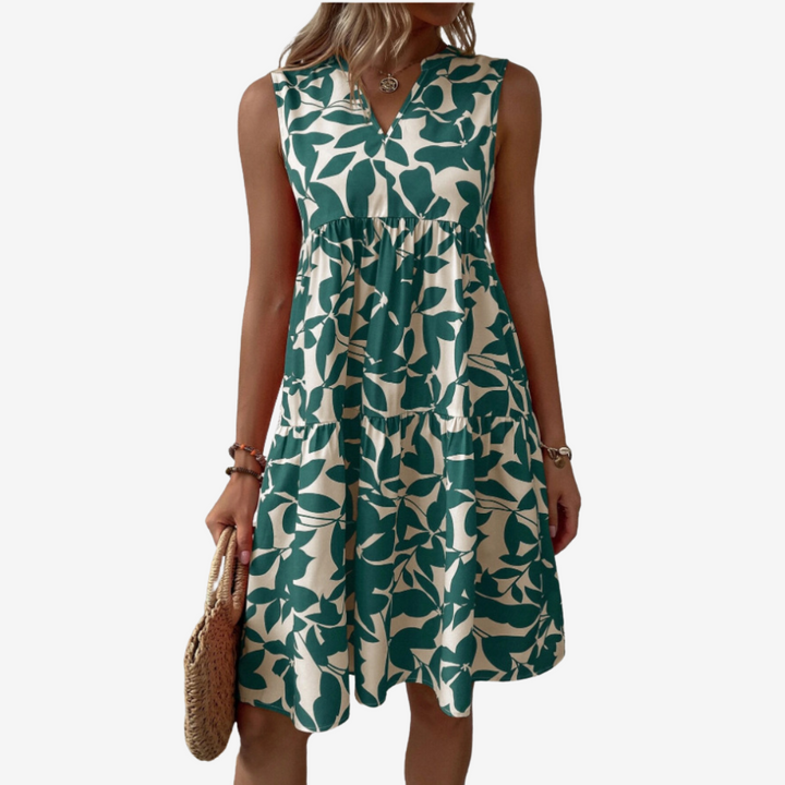 SENRI | Robe Midi à Motifs Feuillus