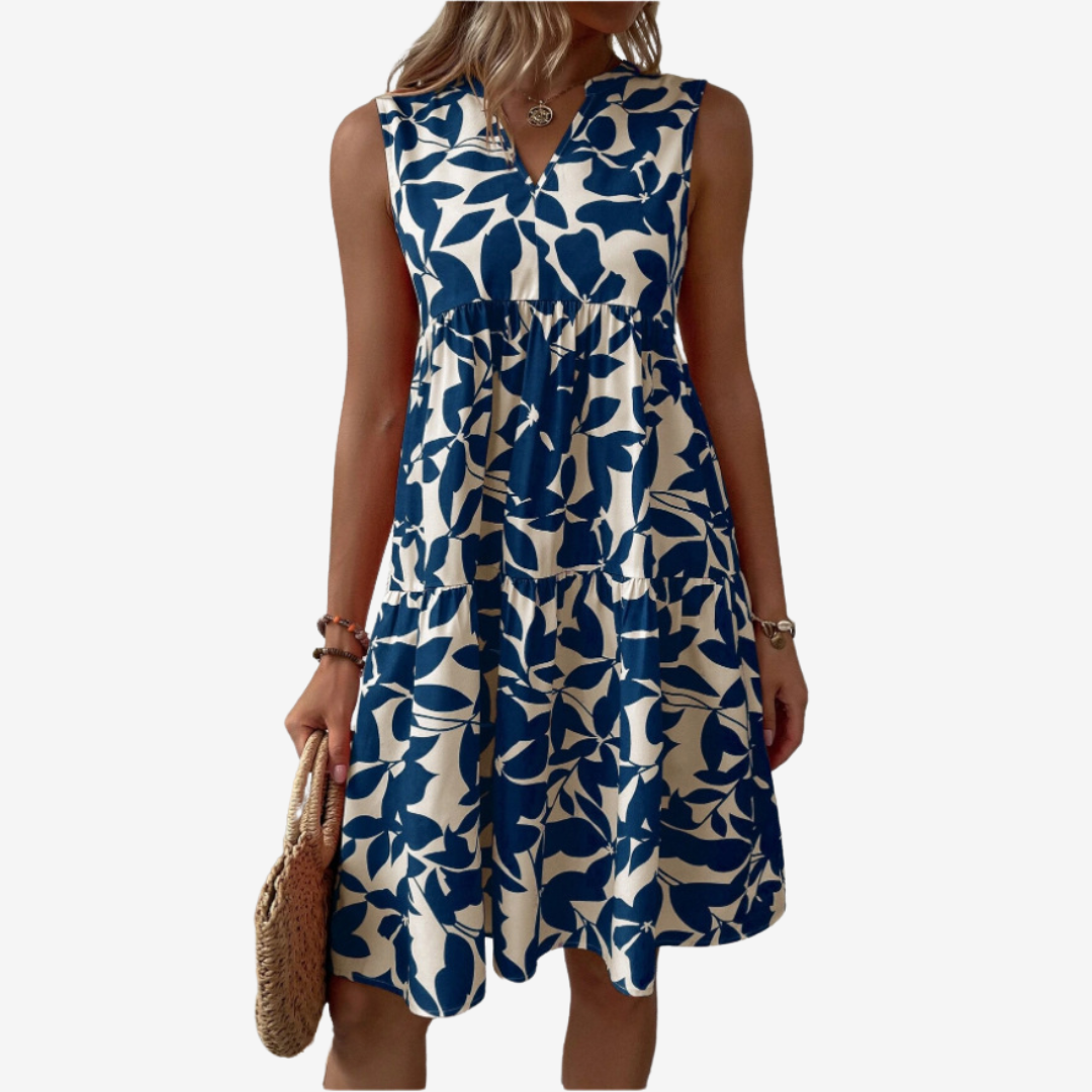 SENRI | Robe Midi à Motifs Feuillus