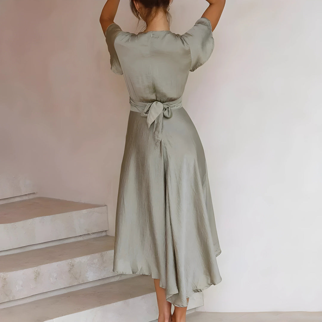 SENRI | Robe Midi Nouée Élégante Elina