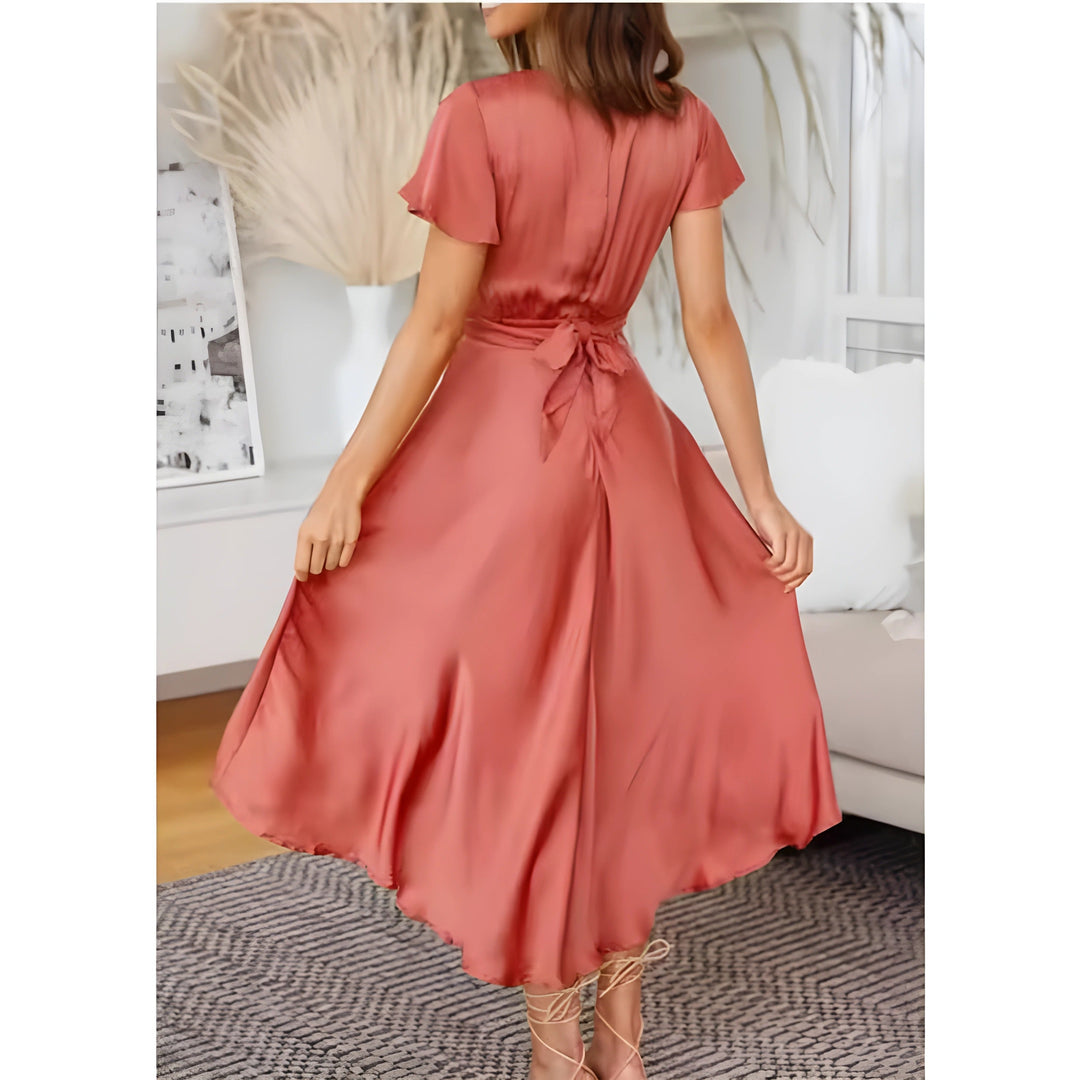 SENRI | Robe Midi Nouée Élégante Elina
