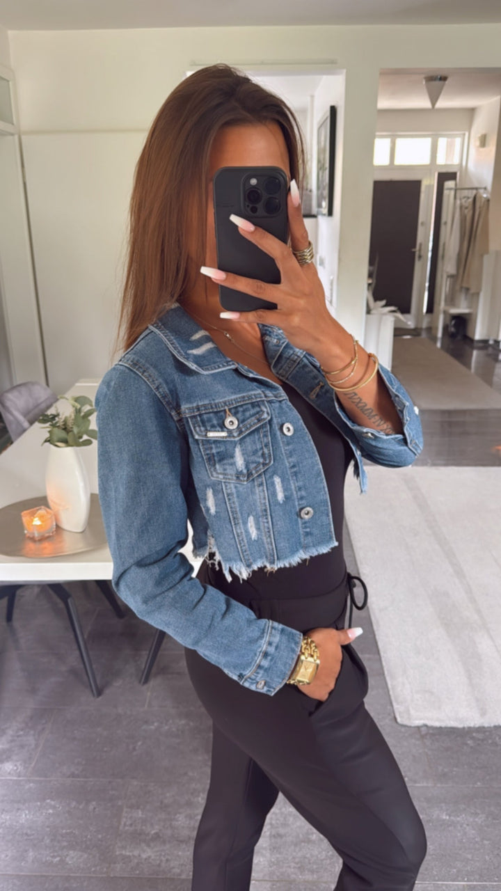 SENRI | Veste Denim Courte Effet Vintage