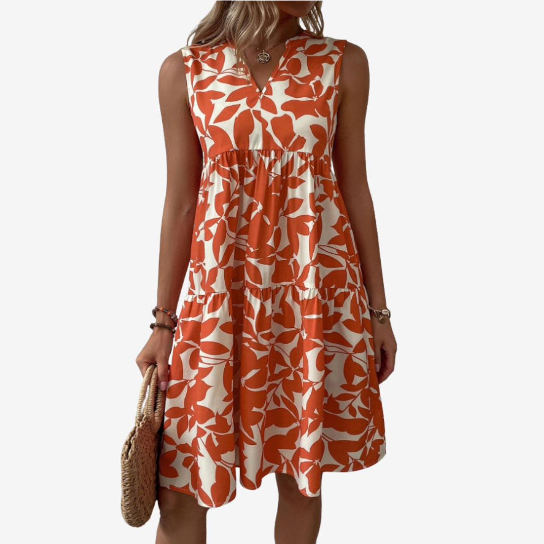 SENRI | Robe Midi à Motifs Feuillus