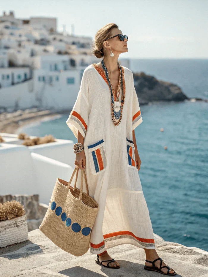SENRI | Robe Élégante en Coton et Lin Naturels Mina