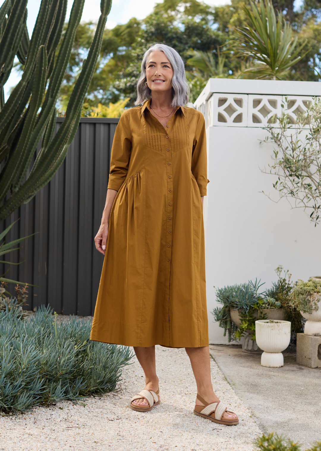 SENRI | Robe Chemise Élégante Moutarde