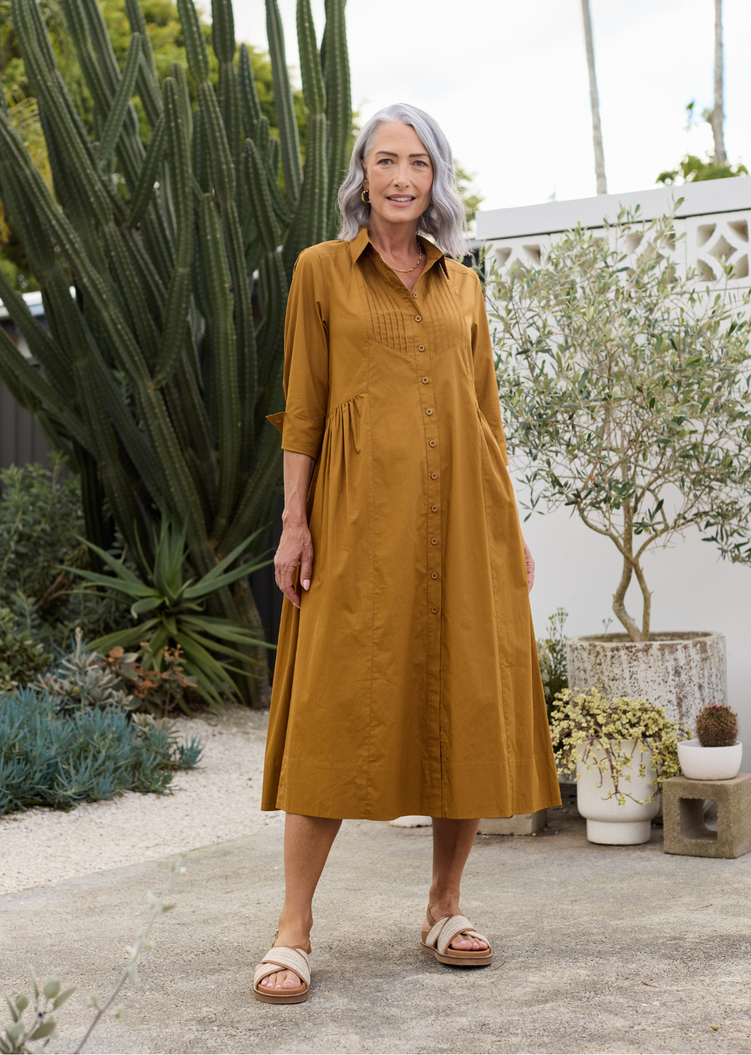 SENRI | Robe Chemise Élégante Moutarde