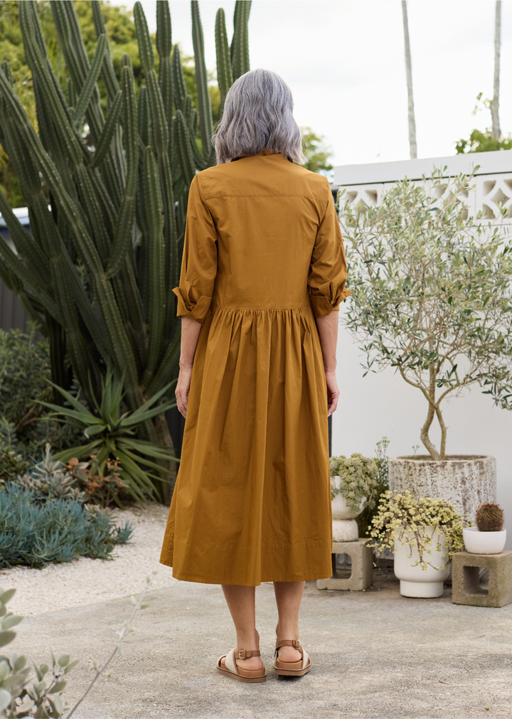 SENRI | Robe Chemise Élégante Moutarde