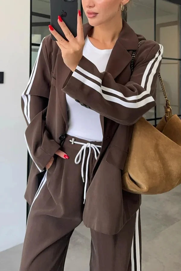 SENRI | Ensemble Rayé Chic à Ceinture