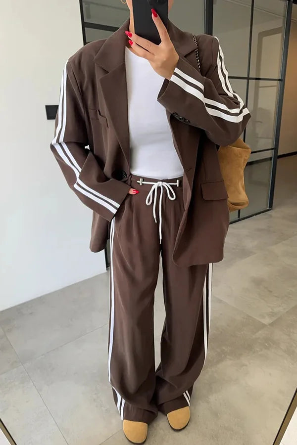 SENRI | Ensemble Rayé Chic à Ceinture