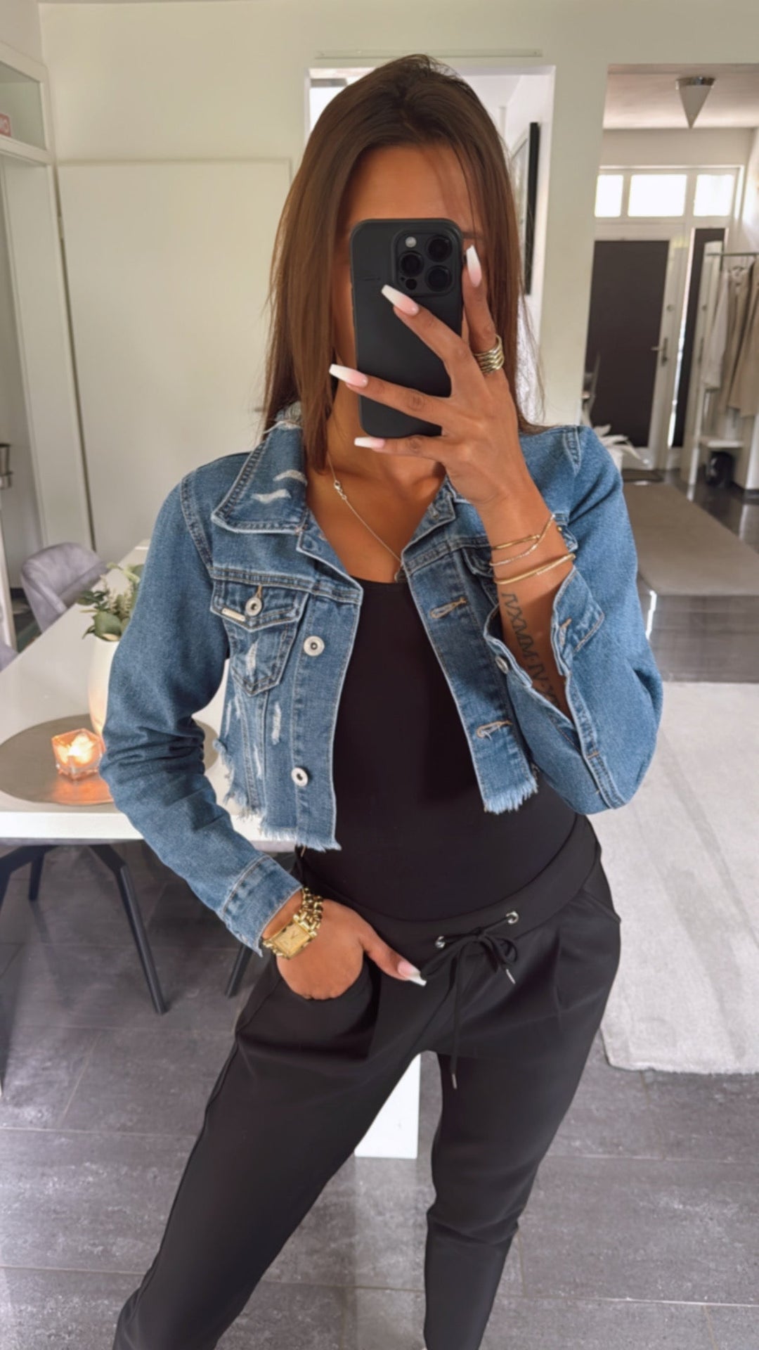 SENRI | Veste Denim Courte Effet Vintage