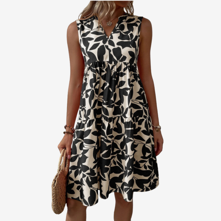 SENRI | Robe Midi à Motifs Feuillus