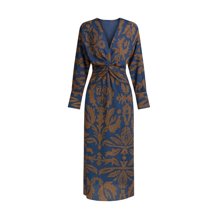SENRI | Robe Midi Vintage Drapée à Manches Longues Janella