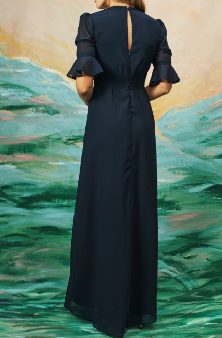 SENRI | Robe Élégante à Fleurs Bleu Marine