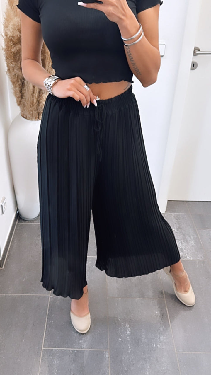 SENRI | Pantalon Plissé Noir Élégance