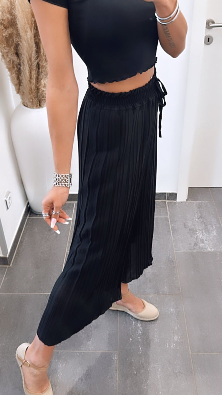 SENRI | Pantalon Plissé Noir Élégance