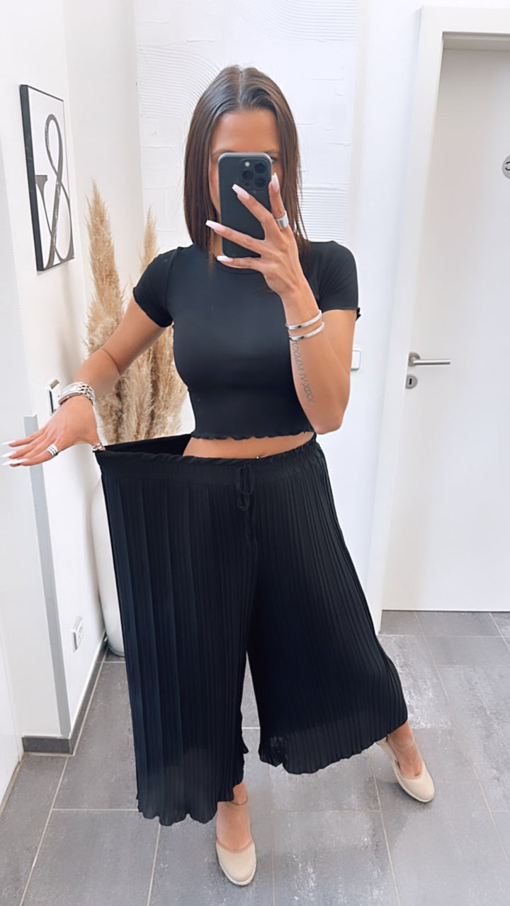 SENRI | Pantalon Plissé Noir Élégance