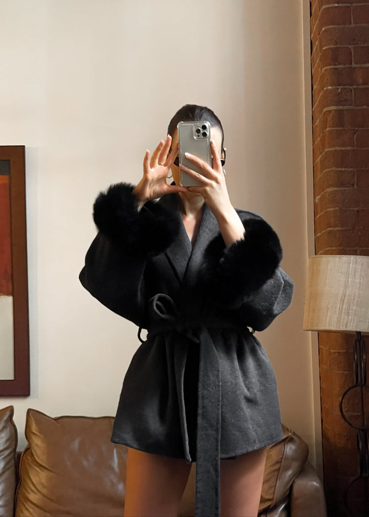 SENRI | Manteau Laine Élégant à Col Amovible
