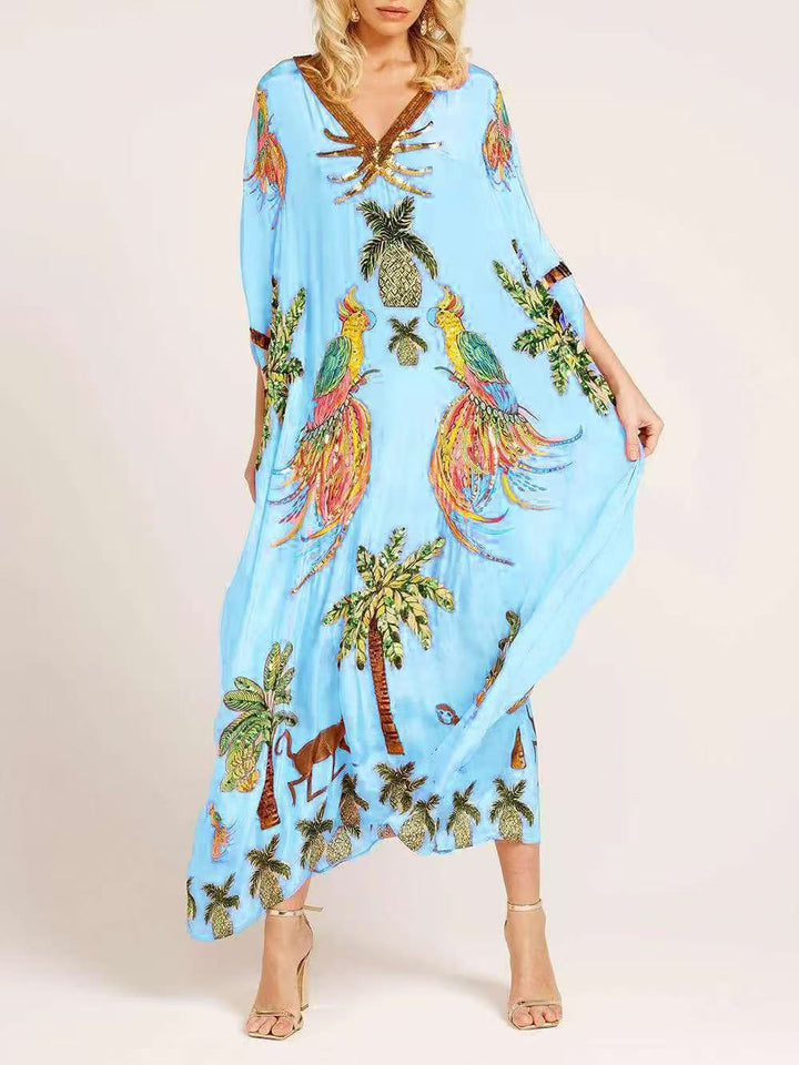SENRI | Robe Kaftan Élégance Tropicale