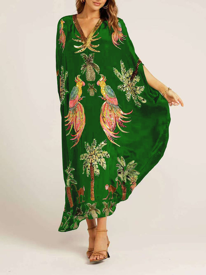 SENRI | Robe Kaftan Élégance Tropicale