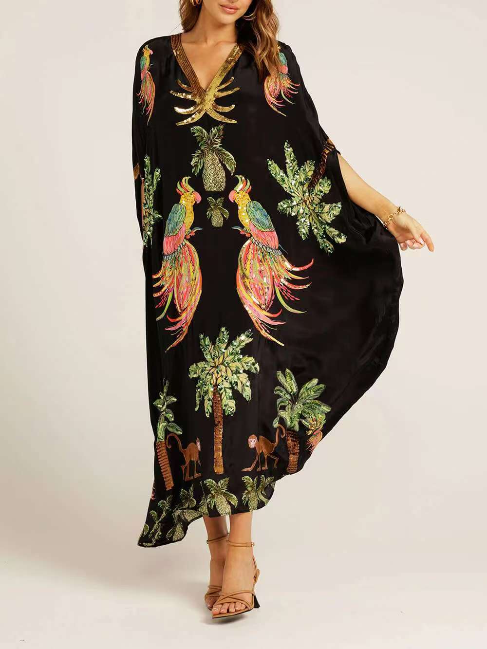 SENRI | Robe Kaftan Élégance Tropicale
