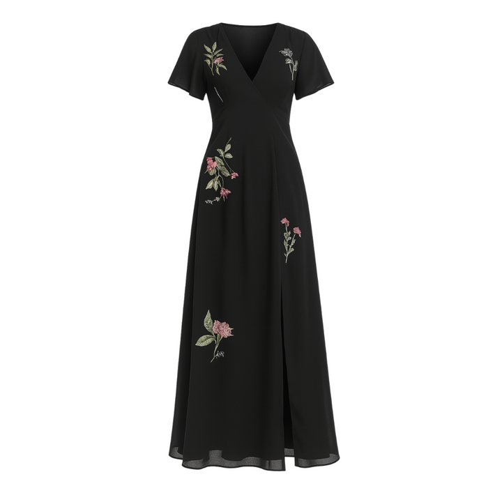 SENRI | Robe Élégante à Fleurs Bleu Marine