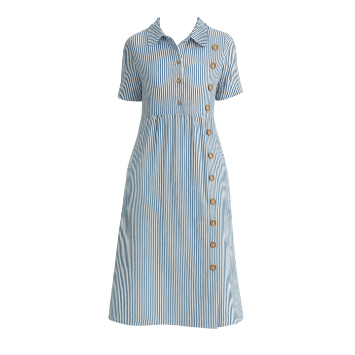 SENRI | Robe Rayée à Col V Profond