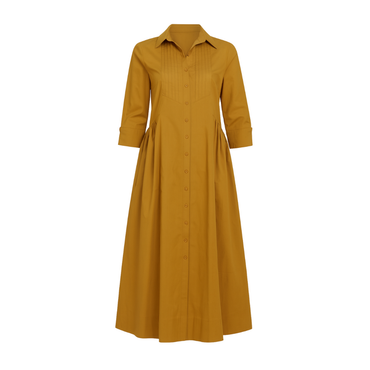 SENRI | Robe Chemise Élégante Moutarde