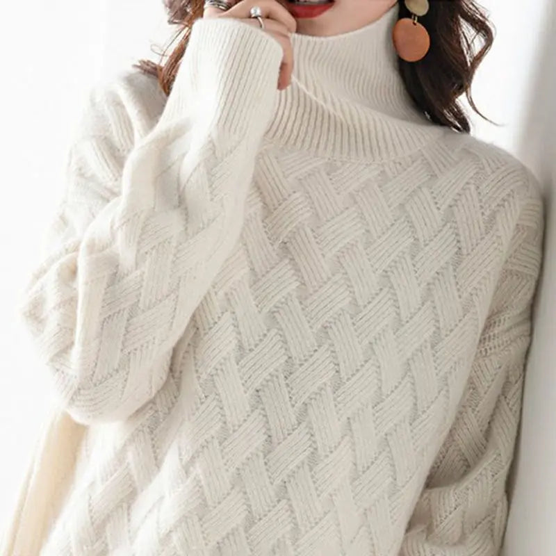 SENRI | Pull Col Roulé Torsadé Cherry