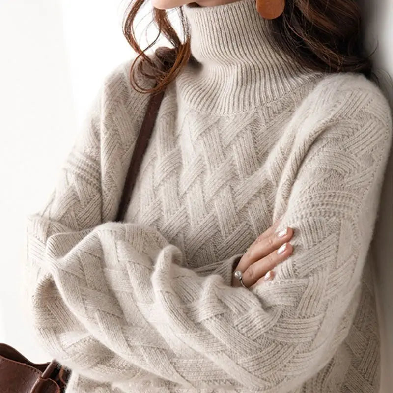 SENRI | Pull Col Roulé Torsadé Cherry