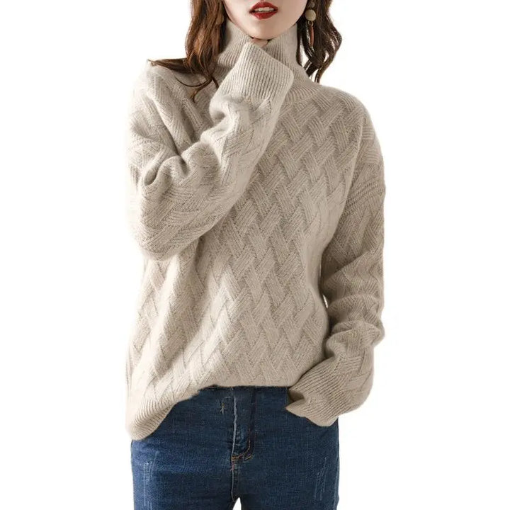 SENRI | Pull Col Roulé Torsadé Cherry