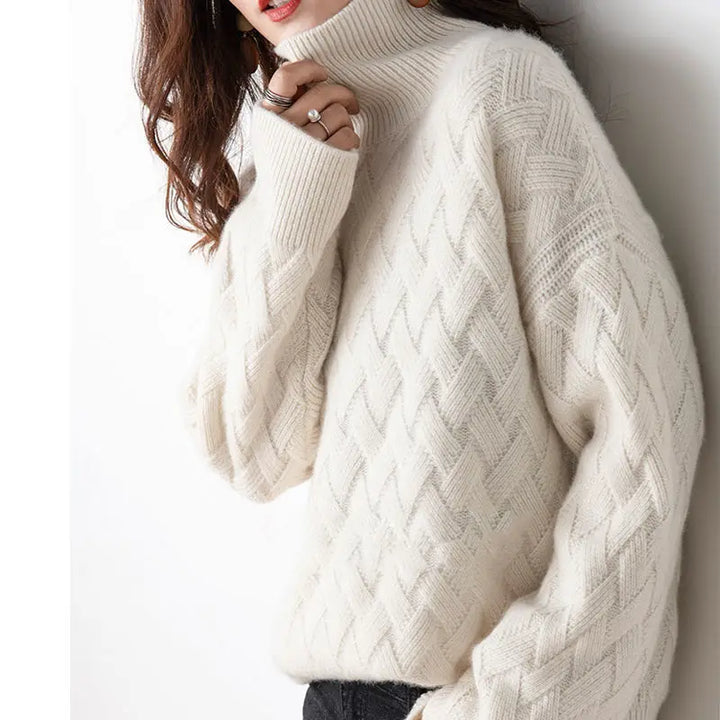 SENRI | Pull Col Roulé Torsadé Cherry