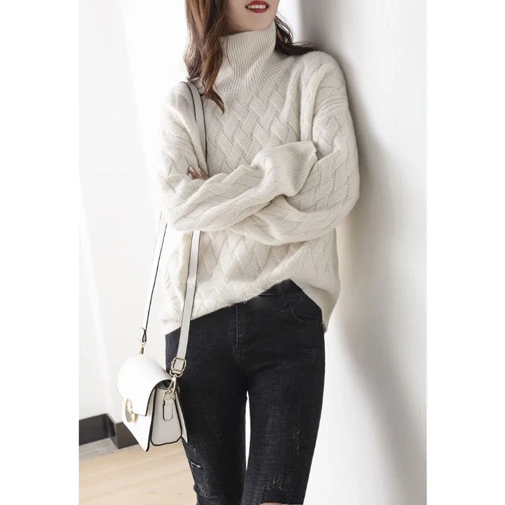 SENRI | Pull Col Roulé Torsadé Cherry