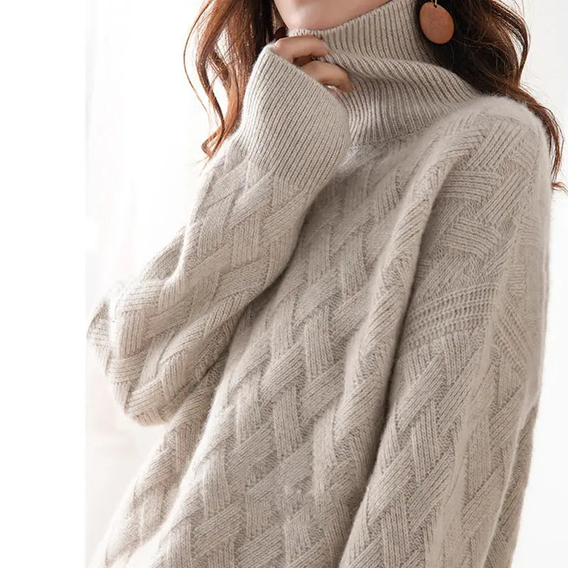 SENRI | Pull Col Roulé Torsadé Cherry