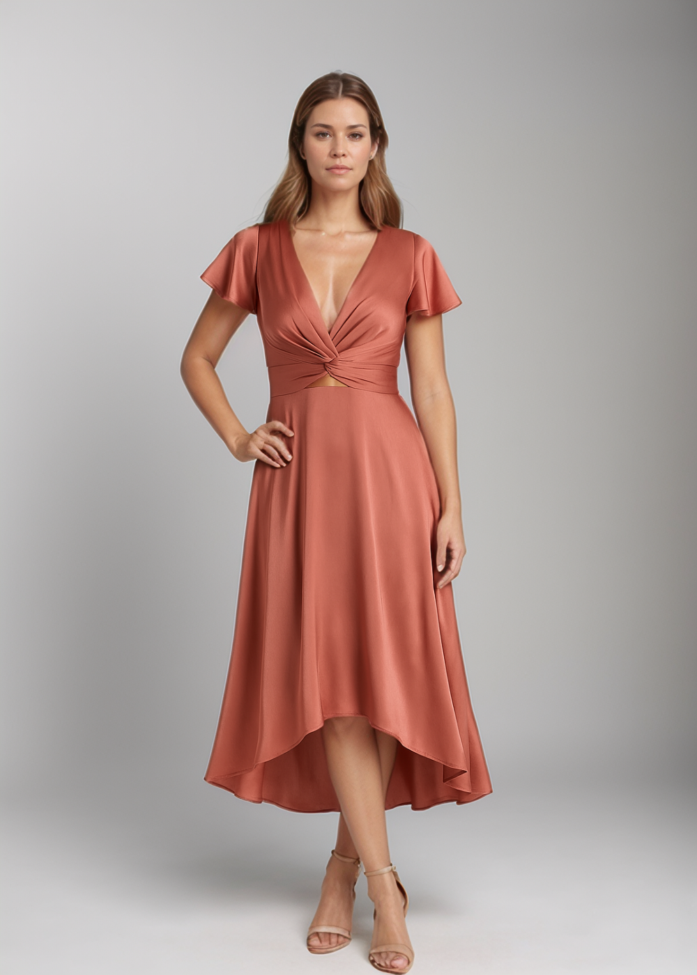SENRI | Robe Midi Nouée Élégante Elina