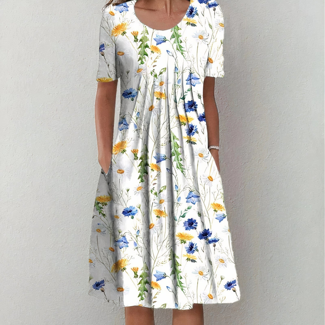 SENRI | Robe Midi Fleurie avec Poches
