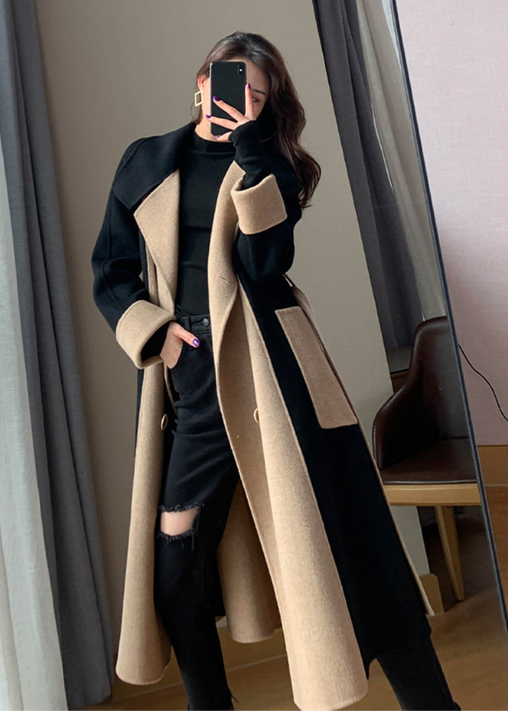 SENRI | Manteau Long Bicolore en Laine