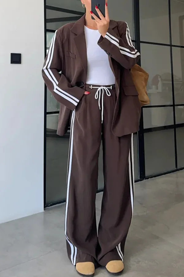 SENRI | Ensemble Rayé Chic à Ceinture