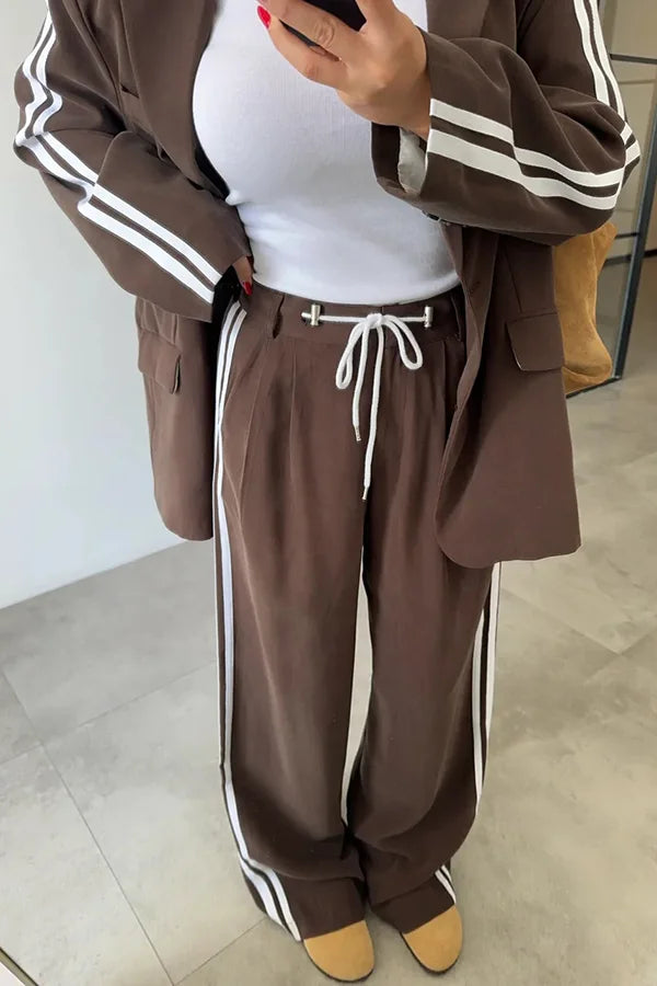 SENRI | Ensemble Rayé Chic à Ceinture