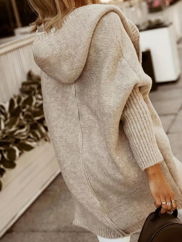 SENRI | Gilet Long à Capuche Tricoté