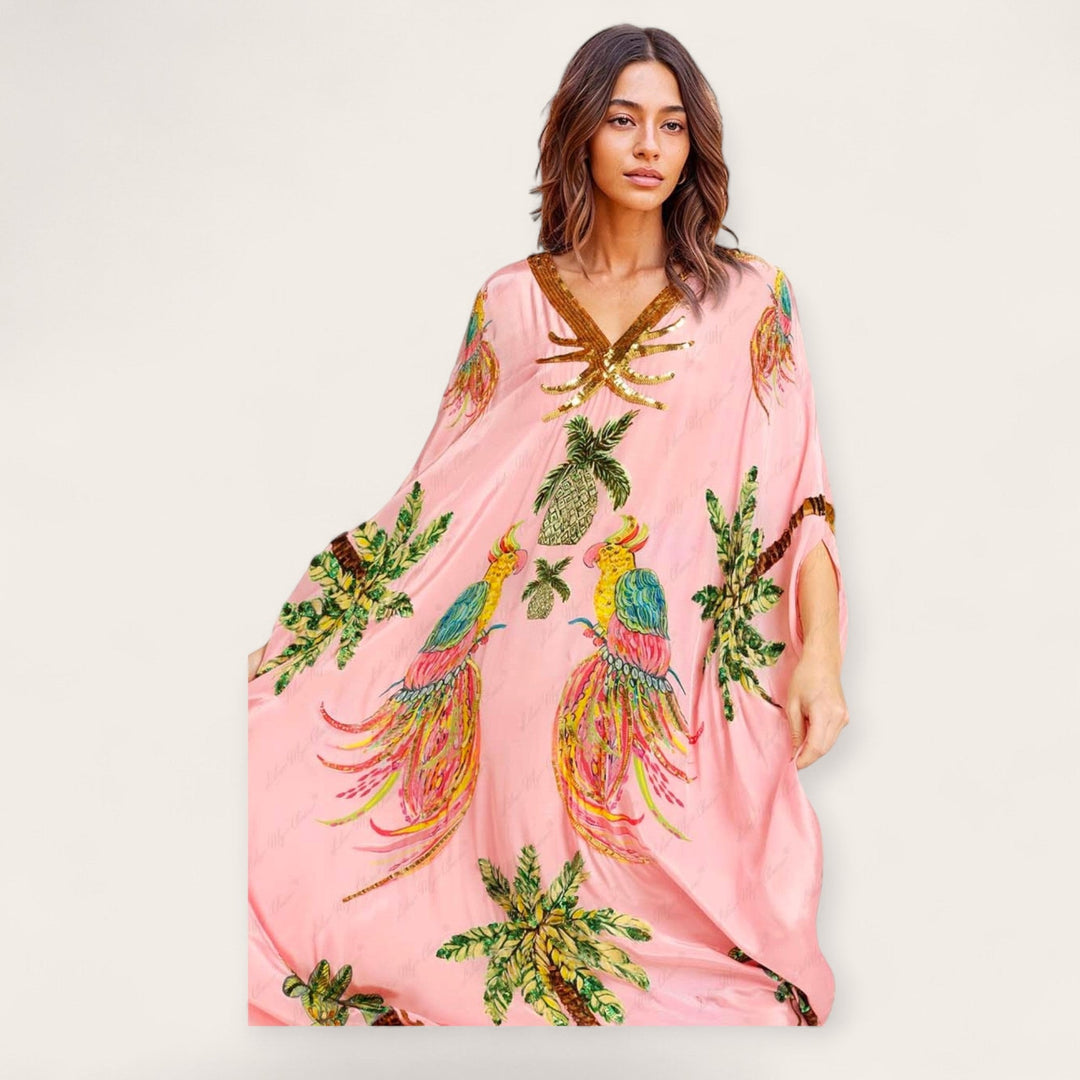 SENRI | Robe Kaftan Élégance Tropicale