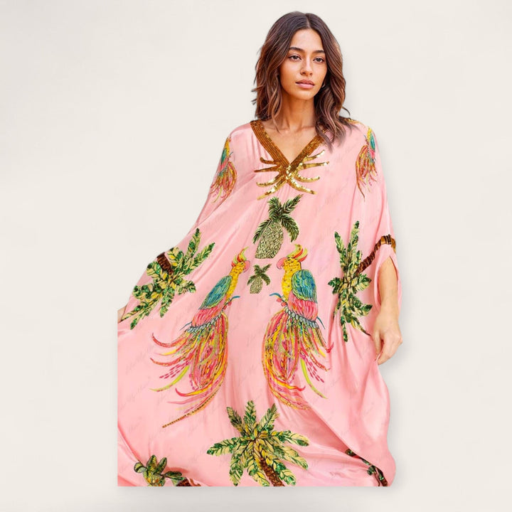 SENRI | Robe Kaftan Élégance Tropicale