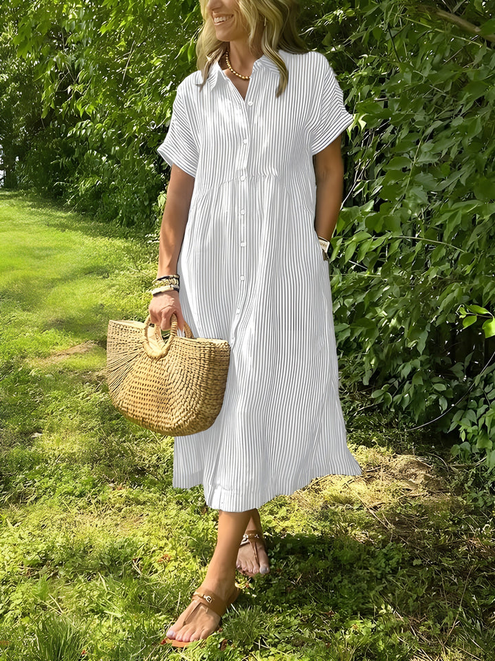 SENRI | Robe Rayée à Col V Profond