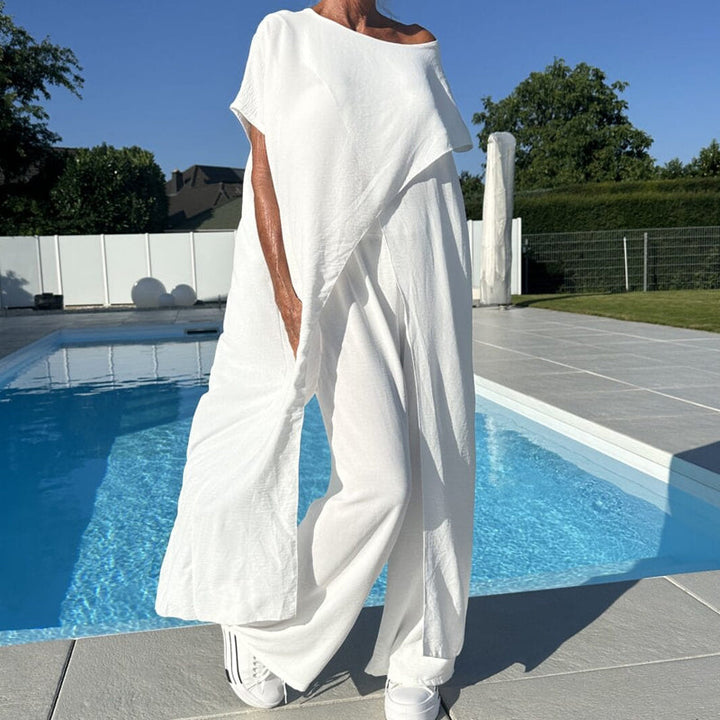SENRI | Ensemble Uni Top Épaules Dénudées et Pantalon