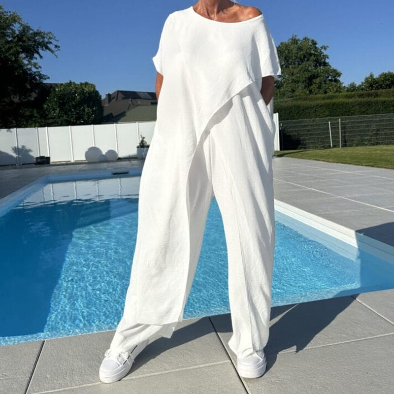 SENRI | Ensemble Uni Top Épaules Dénudées et Pantalon