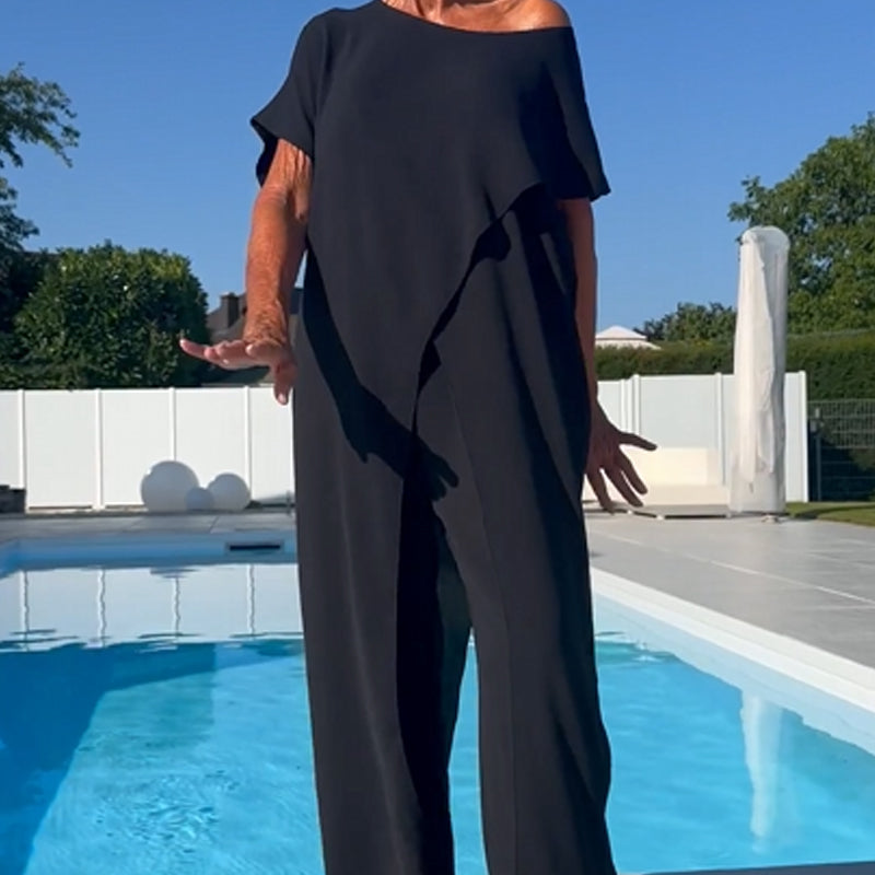 SENRI | Ensemble Uni Top Épaules Dénudées et Pantalon